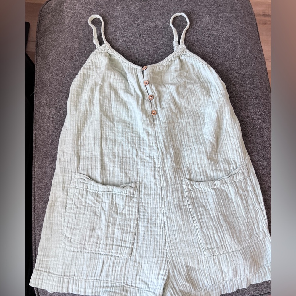Light Green Sleeveless Button-Down Romper by Roxy